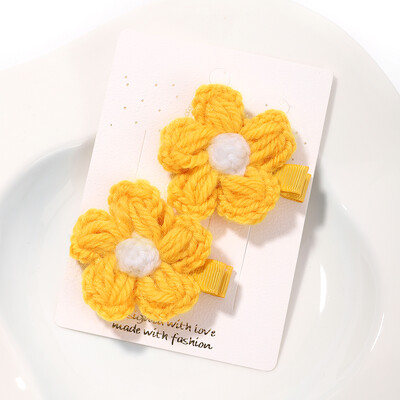 1 set de agrafe minunate pentru tricotat din lână, cu flori, agrafe de păr pentru fetițe drăguțe, accesorii pentru păr, croșetate, lucrate manual.