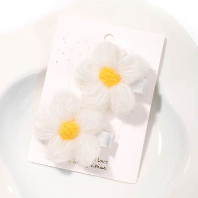 1 set de agrafe minunate pentru tricotat din lână, cu flori, agrafe de păr pentru fetițe drăguțe, accesorii pentru păr, croșetate, lucrate manual.