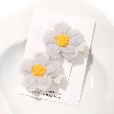 1 set de agrafe minunate pentru tricotat din lână, cu flori, agrafe de păr pentru fetițe drăguțe, accesorii pentru păr, croșetate, lucrate manual.
