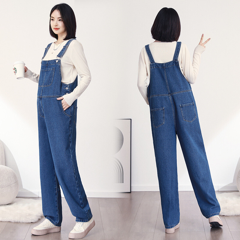 Εργοστασιακές φόρμες εγκυμοσύνης απευθείας πωλήσεις άνοιξη και φθινόπωρο 2024, νέο φαρδύ τζιν Κορεάτικη έκδοση μείωσης ηλικίας Φορέστε τιράντες