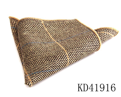 Batistă de lână de modă pentru bărbați Costum pătrat de buzunar în carouri de lână Hankies de afaceri cu model de heringbone prosop de buzunar în carouri