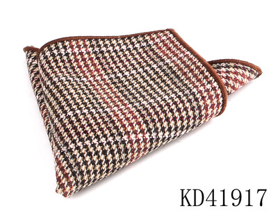 Batistă de lână de modă pentru bărbați Costum pătrat de buzunar în carouri de lână Hankies de afaceri cu model de heringbone prosop de buzunar în carouri