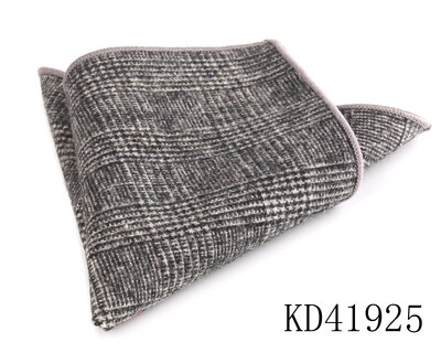 Batistă de lână de modă pentru bărbați Costum pătrat de buzunar în carouri de lână Hankies de afaceri cu model de heringbone prosop de buzunar în carouri