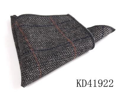 Batistă de lână de modă pentru bărbați Costum pătrat de buzunar în carouri de lână Hankies de afaceri cu model de heringbone prosop de buzunar în carouri