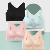 1 buc sutien sport din dantelă fără sudură lenjerie de corp fără inel de oțel sutien confortabil de dimensiuni mari cu cataramă în față vestă