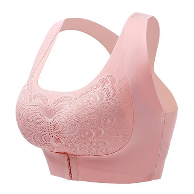 1 buc sutien sport din dantelă fără sudură lenjerie de corp fără inel de oțel sutien confortabil de dimensiuni mari cu cataramă în față vestă