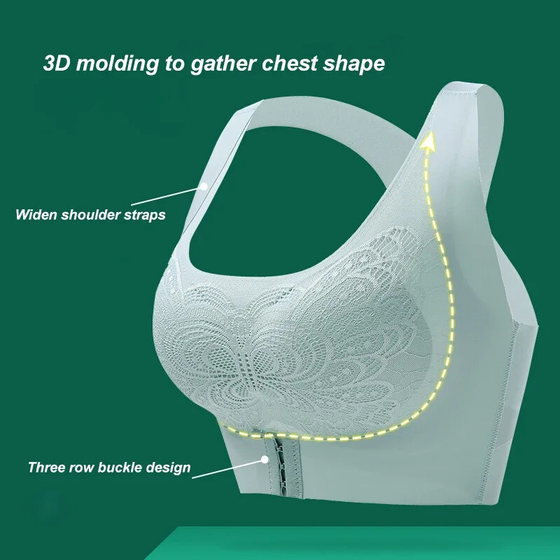 1 buc sutien sport din dantelă fără sudură lenjerie de corp fără inel de oțel sutien confortabil de dimensiuni mari cu cataramă în față vestă