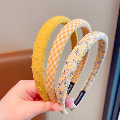 3 kom/set Nove dječje vintage karirane cvjetne trake Široke trake za kosu Žene Djevojke Slatki slatki obruči za kosu Dječji dodaci za kosu