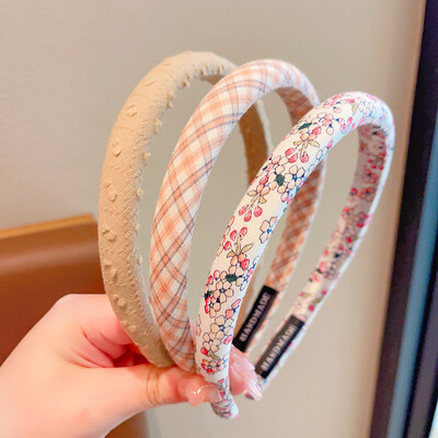 3 kom/set Nove dječje vintage karirane cvjetne trake Široke trake za kosu Žene Djevojke Slatki slatki obruči za kosu Dječji dodaci za kosu