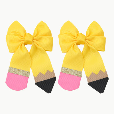 Set kopči za kosu s mašnom od 2 komada za djevojčice, slatka traka za kosu s mašnom u obliku olovke, dodaci za kosu za djevojčice, dječji darovi