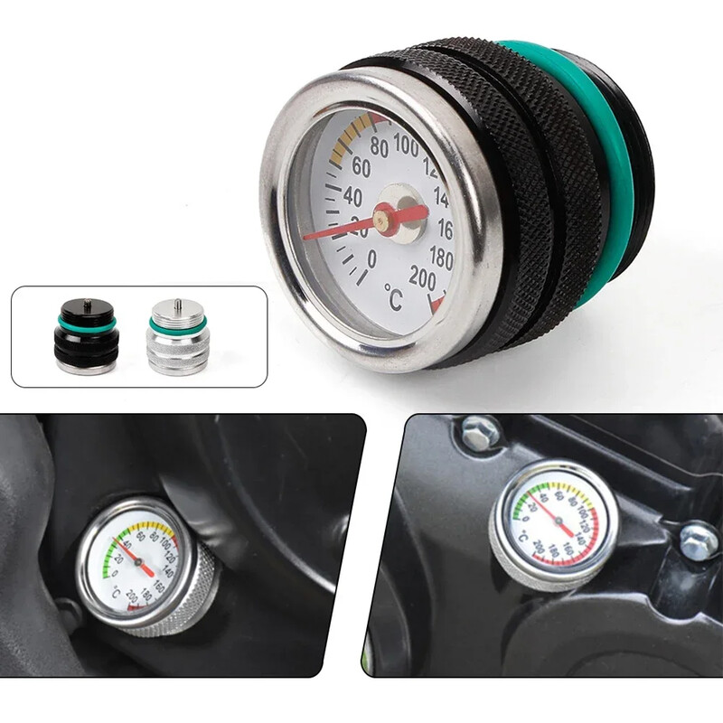 Capace rezervor de combustibil pentru motocicleteCu indicatori pentru indicatorul temperaturii uleiului Contor cadran M30 X 1,5 Accesorii pentru manometru negru/argintiu