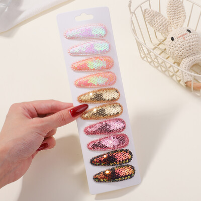 10 bucăți/lot cleme de păr de iepure cu flori cu sclipici pentru fete drăguțe BB agrafe de păr lucrate manual Barrette accesorii de păr la modă pentru copii