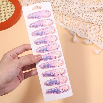 10 bucăți/lot cleme de păr de iepure cu flori cu sclipici pentru fete drăguțe BB agrafe de păr lucrate manual Barrette accesorii de păr la modă pentru copii