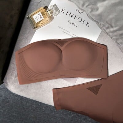 UBAU Suport moale Lenjerie anti-alunecare fără bretele Nu cade subțire fără cusături Lenjerie de corp adunată pe piept mic, fără jante.