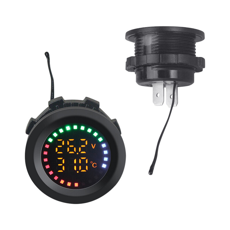 12V-24V Voltmetru Temperatură Ecran colorat LED Afișaj digital Indicator universal pentru voltmetru pentru motocicletă mașină barcă iaht