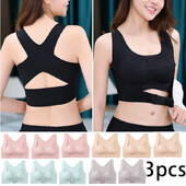 3 komada bešavnog čipkanog sportskog grudnjaka Gornje potporno donje rublje Bez čeličnog prstena Udoban veliki grudnjak s prednjom kopčom Prsluk Bralette