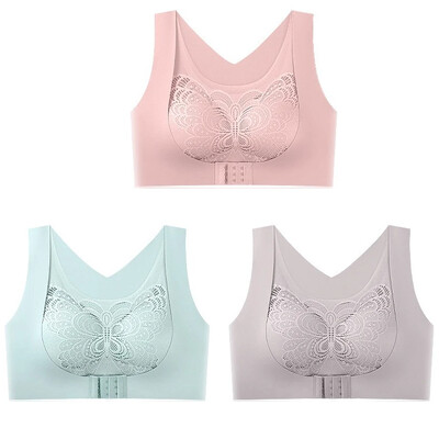 3 komada bešavnog čipkanog sportskog grudnjaka Gornje potporno donje rublje Bez čeličnog prstena Udoban veliki grudnjak s prednjom kopčom Prsluk Bralette