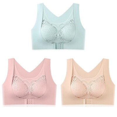 3 komada bešavnog čipkanog sportskog grudnjaka Gornje potporno donje rublje Bez čeličnog prstena Udoban veliki grudnjak s prednjom kopčom Prsluk Bralette