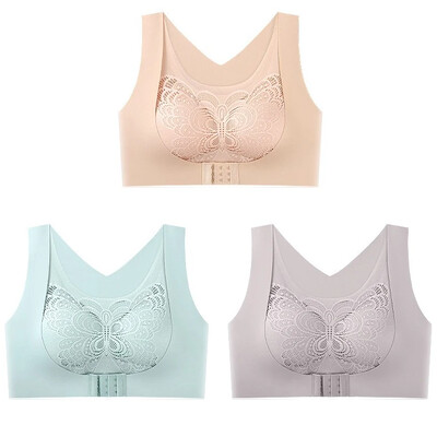 3 komada bešavnog čipkanog sportskog grudnjaka Gornje potporno donje rublje Bez čeličnog prstena Udoban veliki grudnjak s prednjom kopčom Prsluk Bralette