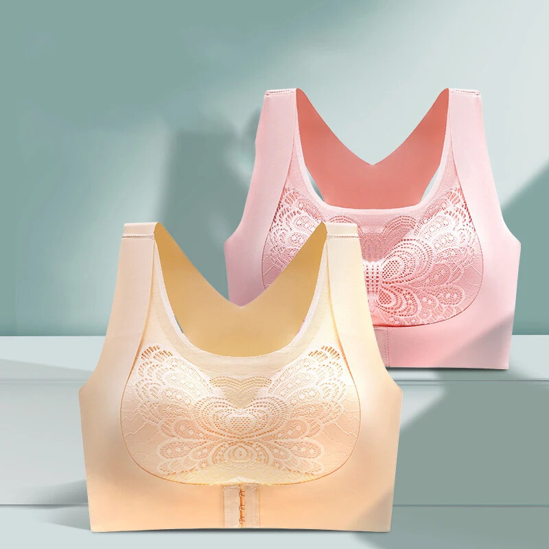 3 komada bešavnog čipkanog sportskog grudnjaka Gornje potporno donje rublje Bez čeličnog prstena Udoban veliki grudnjak s prednjom kopčom Prsluk Bralette