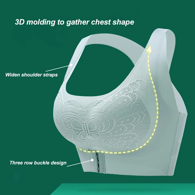 3 komada bešavnog čipkanog sportskog grudnjaka Gornje potporno donje rublje Bez čeličnog prstena Udoban veliki grudnjak s prednjom kopčom Prsluk Bralette