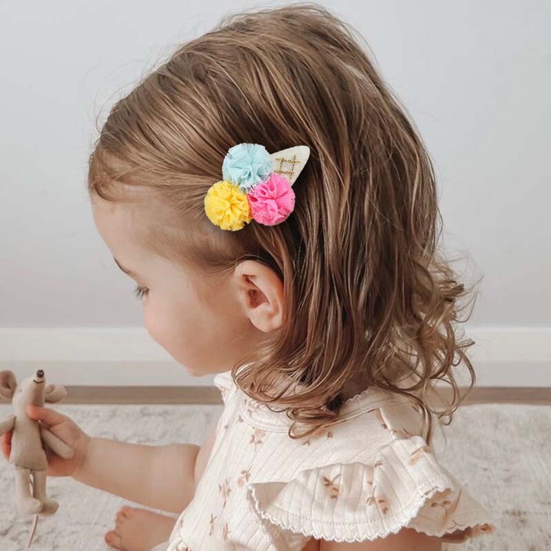 ncmama 2 KOM Sladoledne kopče za kosu za malu djecu Djevojčice Slatka kugla u boji Cvjetna ukosnica Dodaci za kosu za djecu Dječja pokrivala za glavu Ukosnice