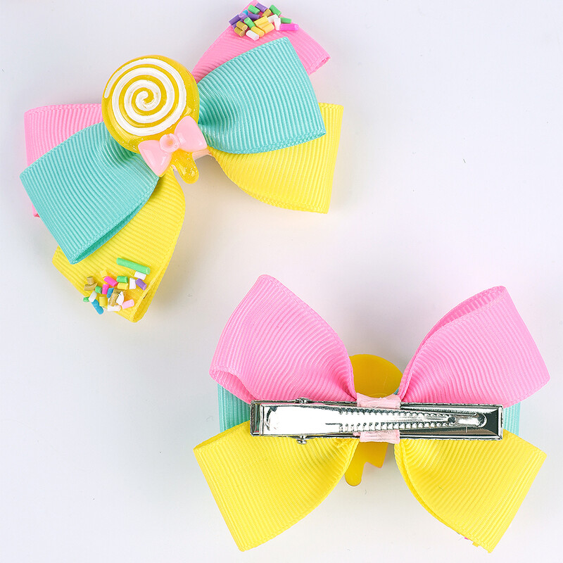 ncmama 2/1 bucăți noi acadele acadele agrafe de păr drăguț bomboane ac de păr pentru copii mici panglică solidă bowknote barete accesorii de păr fete