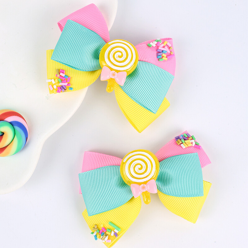 ncmama 2/1 bucăți noi acadele acadele agrafe de păr drăguț bomboane ac de păr pentru copii mici panglică solidă bowknote barete accesorii de păr fete