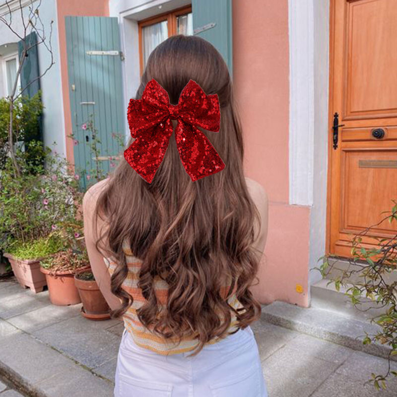 ncmama Velike mašne Šljokice Kosa za kosu za žene Modne djevojke Ručno izrađene ukosnice s mašnama Ženska ukosnica Pokrivala za kosu Dodaci za kosu