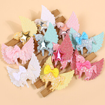 5 τμχ Cute Star Wing Sequin Unicorn Hairpins Barrettes Clips Unicorn Hair Clips for girls Παιδικά Παιδικά αξεσουάρ μαλλιών