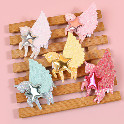 5 бр. Сладко звездно крило Еднорог Фиби за коса Шноли Щипки Еднорог Щипки за коса за момичета Деца Детски аксесоари за коса