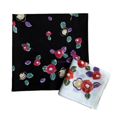1PC Женски носни кърпички с щампа за момичета Цветни носни кърпички с джобни флорални мотиви Квадратни носни кърпички с хиджаб 45x45 см Случайна доставка
