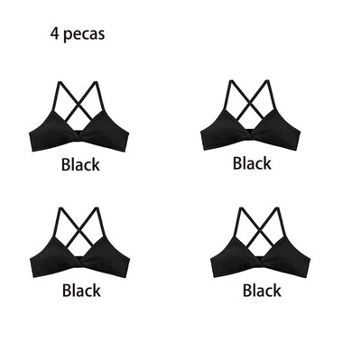 Pamučni grudnjak od 4 KOM， grudnjak bez okvira， grudnjak bez boje， top za djevojčice， bešavne udobne seksi za žene teretana/joga/sport