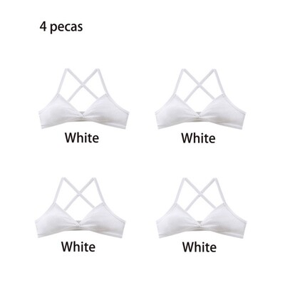 Pamučni grudnjak od 4 KOM， grudnjak bez okvira， grudnjak bez boje， top za djevojčice， bešavne udobne seksi za žene teretana/joga/sport