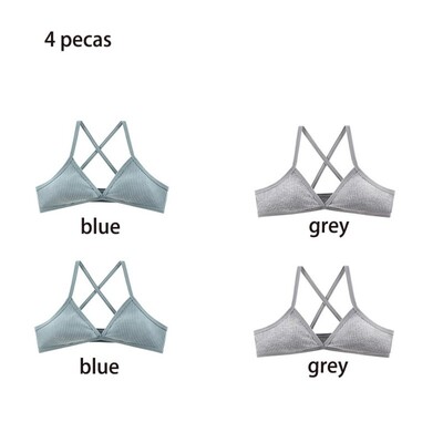 Pamučni grudnjak od 4 KOM， grudnjak bez okvira， grudnjak bez boje， top za djevojčice， bešavne udobne seksi za žene teretana/joga/sport
