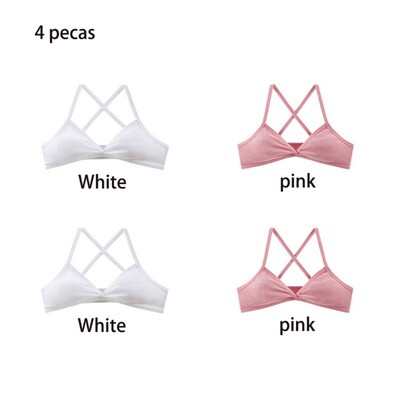 Pamučni grudnjak od 4 KOM， grudnjak bez okvira， grudnjak bez boje， top za djevojčice， bešavne udobne seksi za žene teretana/joga/sport