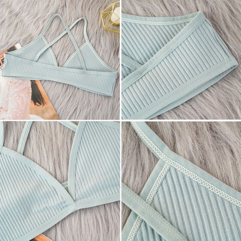 Pamučni grudnjak od 4 KOM， grudnjak bez okvira， grudnjak bez boje， top za djevojčice， bešavne udobne seksi za žene teretana/joga/sport