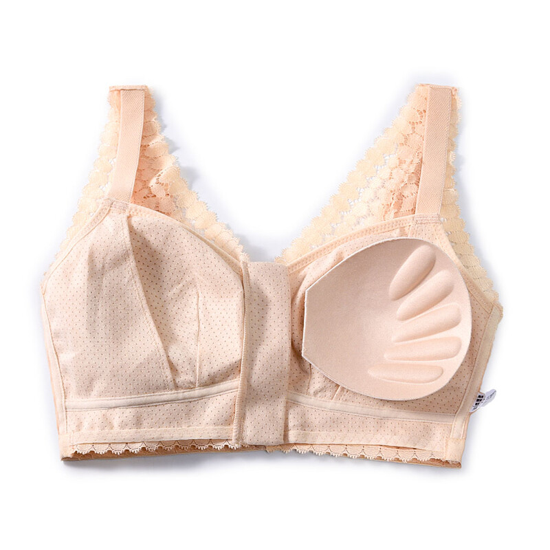 Сутиен с джобове за мастектомия Дамски малък бюст Дамски дантела с пълно покритие, комфорт, памучна вътрешна част