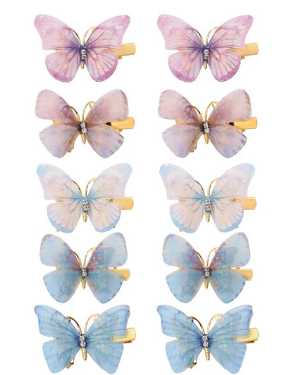 6/10 tk Värvilised liblikas juuksenõelad tüdrukutele juukseklambrid, naiste armsad juuksekaunistused, vikerkaarekujulised peakatted, moed juukseaksessuaarid