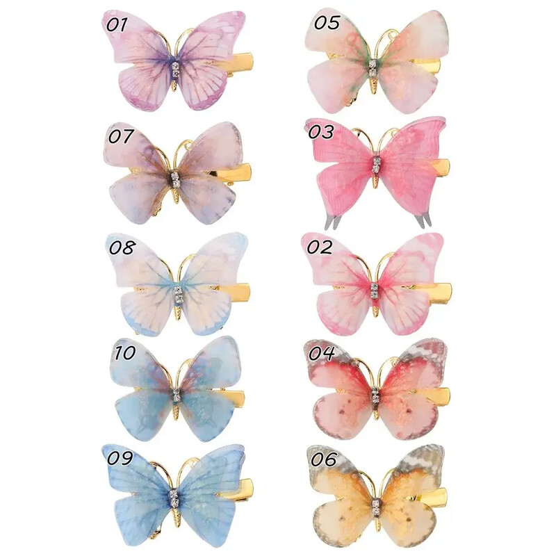 6/10 tk Värvilised liblikas juuksenõelad tüdrukutele juukseklambrid, naiste armsad juuksekaunistused, vikerkaarekujulised peakatted, moed juukseaksessuaarid