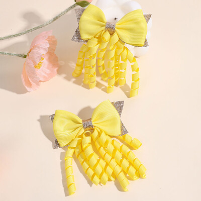 2 bucăți agrafe de păr cu fundă cu panglică solidă roz, cu sclipici, majorete, agrafe pentru copii, accesorii pentru cap pentru fete, instrument de coafare a părului