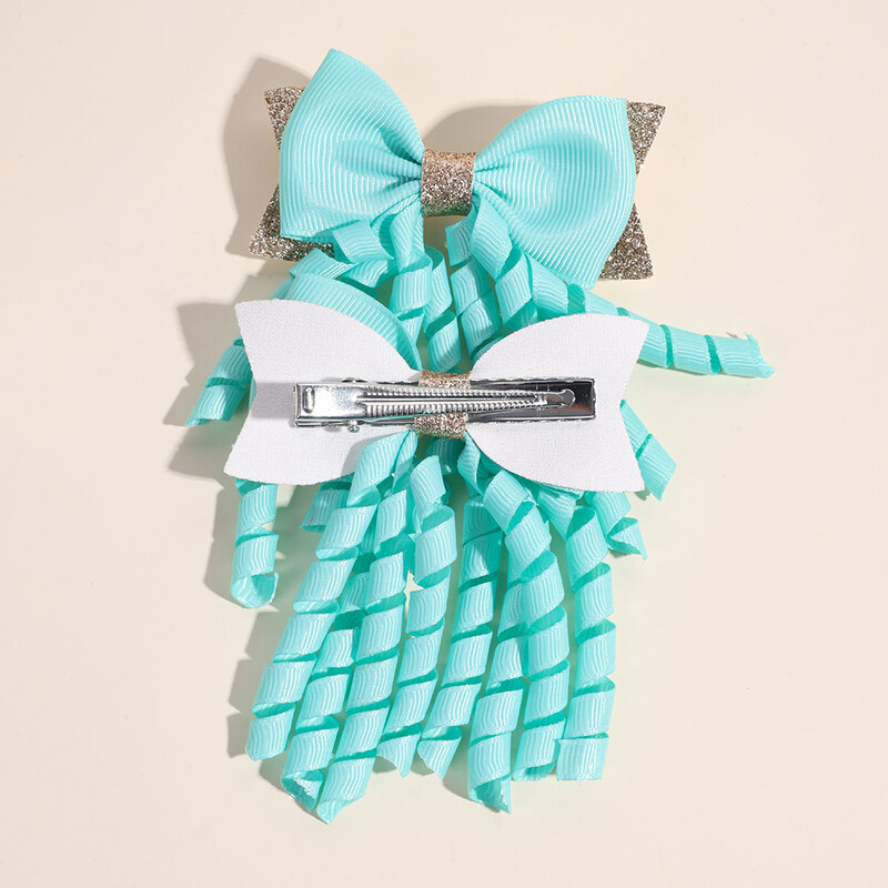 2 bucăți agrafe de păr cu fundă cu panglică solidă roz, cu sclipici, majorete, agrafe pentru copii, accesorii pentru cap pentru fete, instrument de coafare a părului