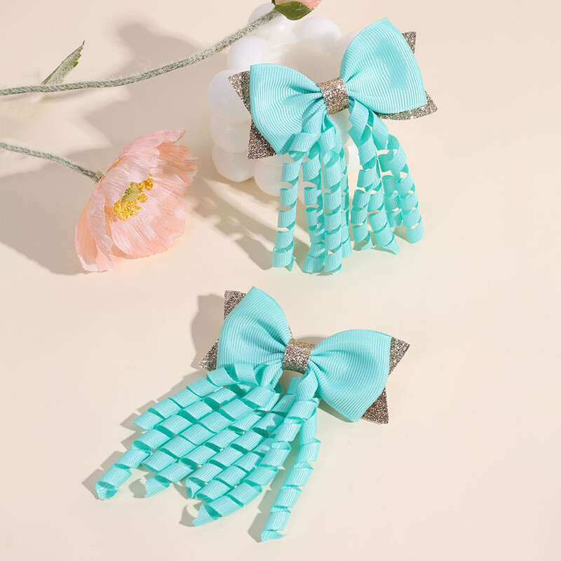 2 bucăți agrafe de păr cu fundă cu panglică solidă roz, cu sclipici, majorete, agrafe pentru copii, accesorii pentru cap pentru fete, instrument de coafare a părului