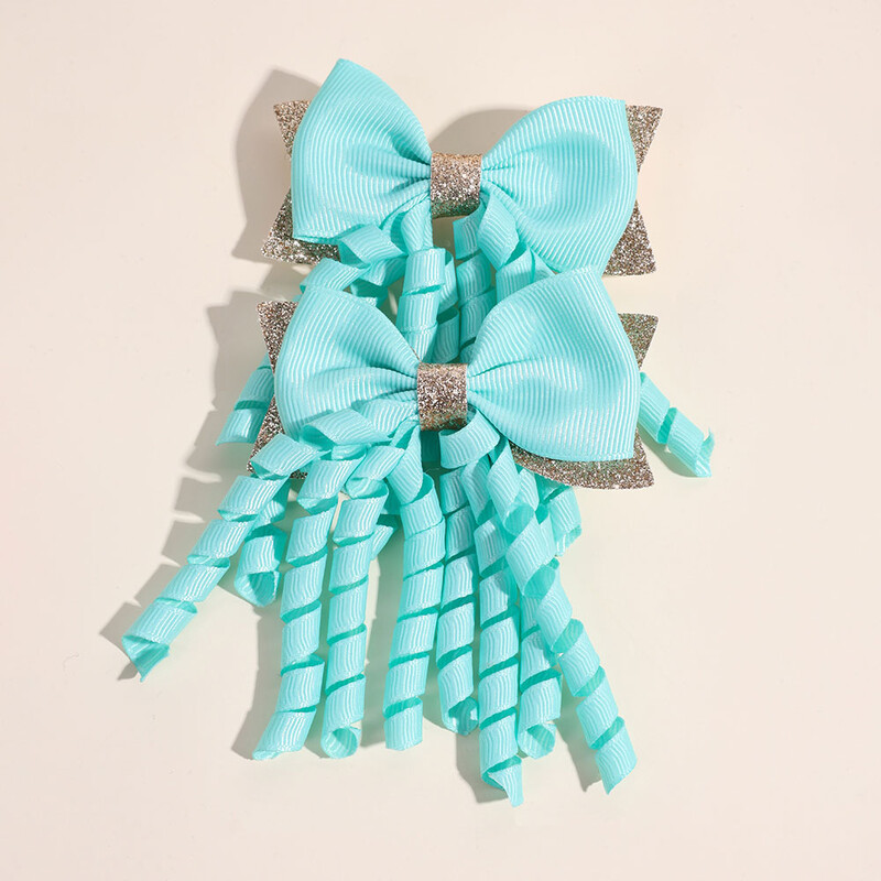 2 bucăți agrafe de păr cu fundă cu panglică solidă roz, cu sclipici, majorete, agrafe pentru copii, accesorii pentru cap pentru fete, instrument de coafare a părului