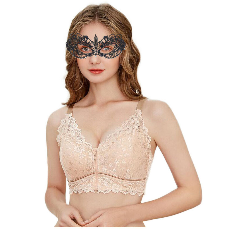 Prednji grudnjak s džepovima na patentni zatvarač za mastektomiju Ženske grudnjačke proteze Jastučići za grudnjak mala prsa dame visoka udobnost čipkana pamučna podstava