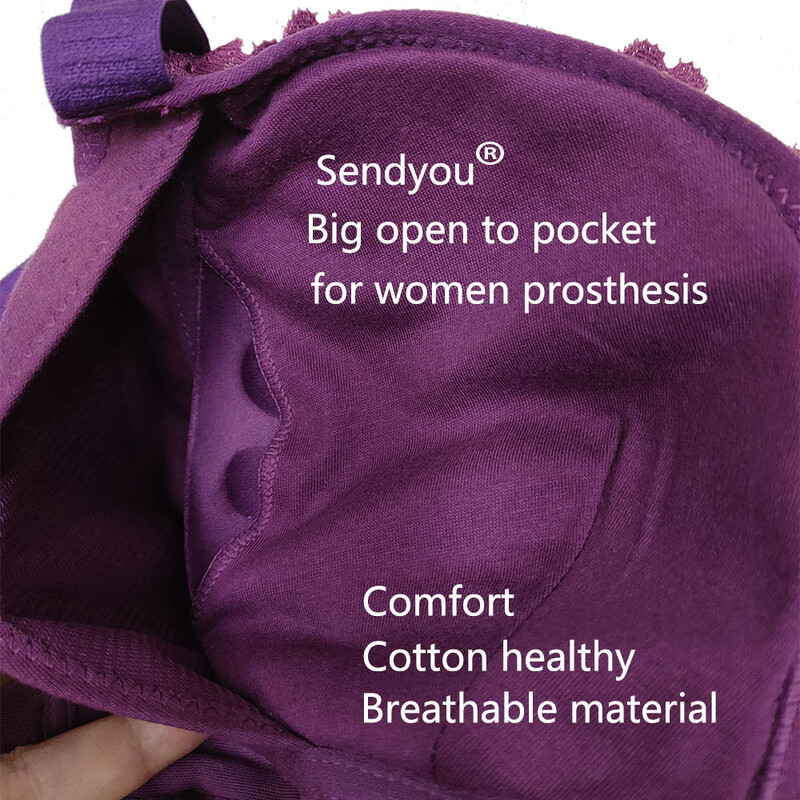 Prednji grudnjak s džepovima na patentni zatvarač za mastektomiju Ženske grudnjačke proteze Jastučići za grudnjak mala prsa dame visoka udobnost čipkana pamučna podstava