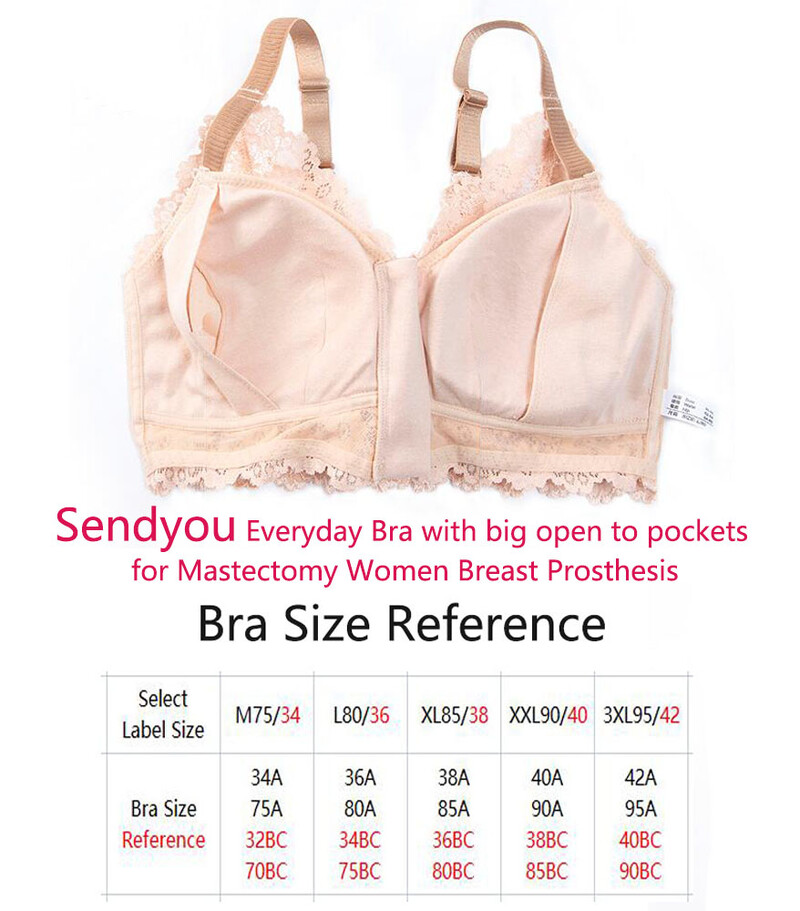 Prednji grudnjak s džepovima na patentni zatvarač za mastektomiju Ženske grudnjačke proteze Jastučići za grudnjak mala prsa dame visoka udobnost čipkana pamučna podstava