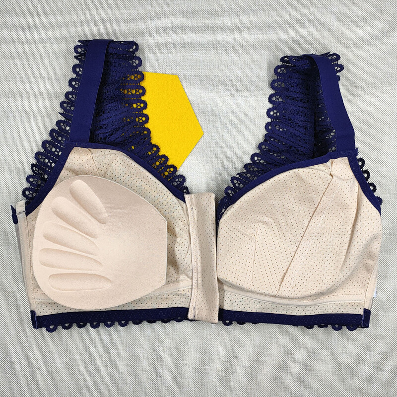 Mastectomiás melltartó teljes fűzővel, nagy, nyitott zsebekkel szilikon mellprotézis betétekkel elülső cipzárral