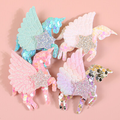 4 bucăți agrafe de păr cu unicorn pentru fete drăguțe cu paiete cu aripi de unicorn agrafe pentru agrafe pentru copii, copii, fete, accesorii de păr