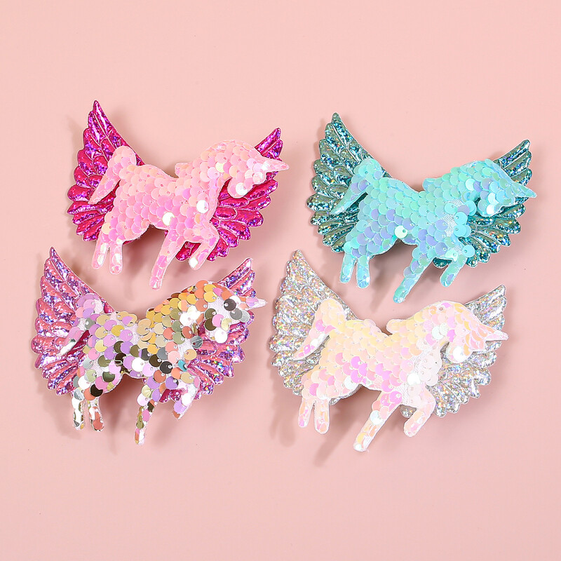 4 bucăți agrafe de păr cu unicorn pentru fete drăguțe cu paiete cu aripi de unicorn agrafe pentru agrafe pentru copii, copii, fete, accesorii de păr